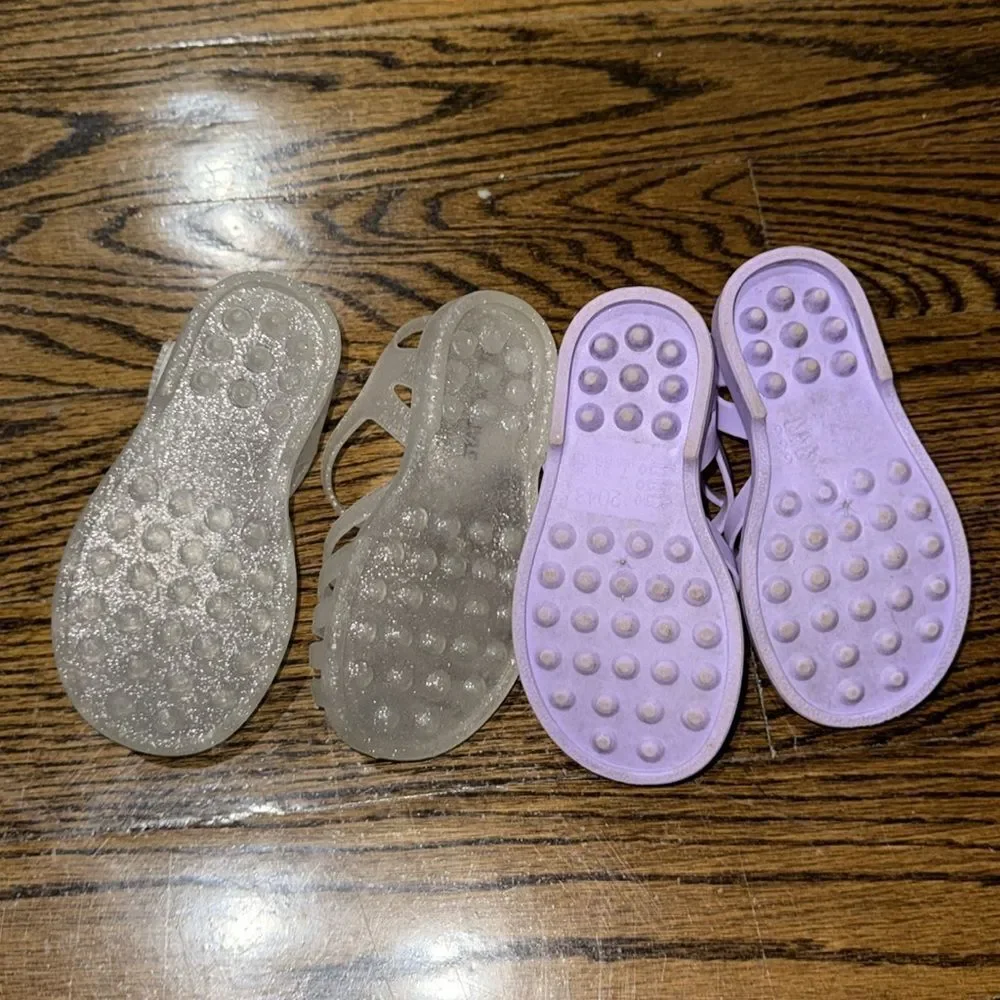 Tucker + Tate Purple & Clear Glitter Jelly with Adjustable Straps Sandal Bundle